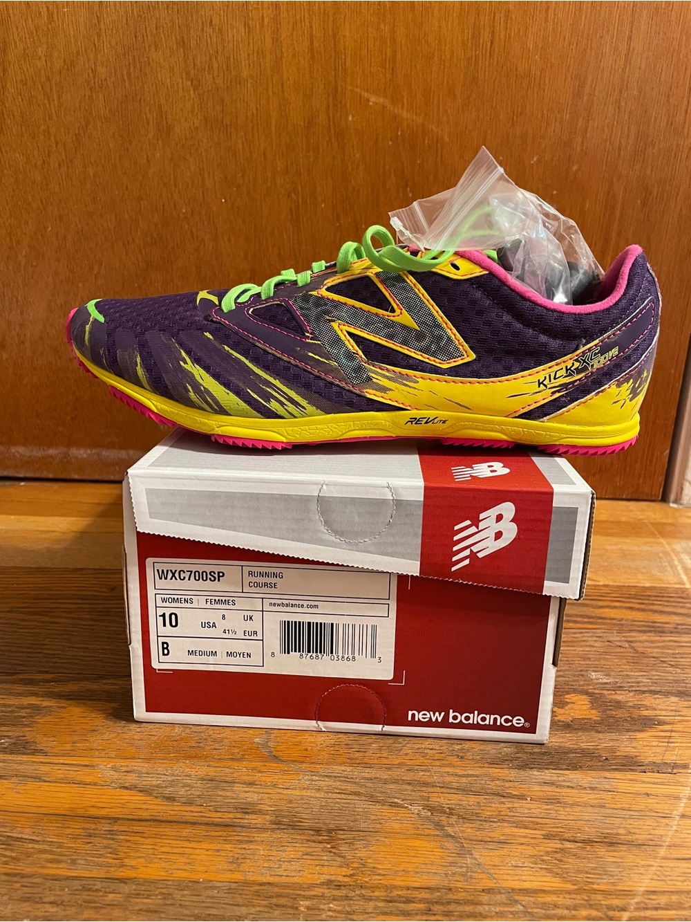 New Balance Women's Purple, Yellow & Pink XC Racing Shoe Spikes NIB W 10